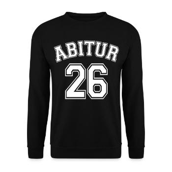 Abitur 26 | Abi Shirt | Name eintragen - Unisex Pullover - Schwarz - Vorne - Alina (178cm) & Michal (187cm)