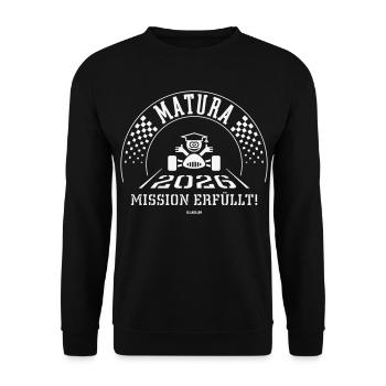 Matura 2026 – Mission Erfüllt (Zieleinfahrt / W) - Unisex Pullover - Schwarz - Vorne - Alina (178cm) & Michal (187cm)