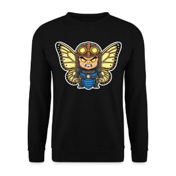 Steampunk Aviator Schmetterlingsblaue Rüstung - Unisex Pullover - Schwarz - Vorne - Alina (178cm) & Michal (187cm)