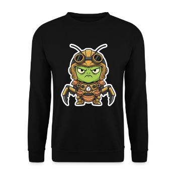 Locust Engineer Steampunk Rüstungsmessing - Unisex Pullover - Schwarz - Vorne - Alina (178cm) & Michal (187cm)