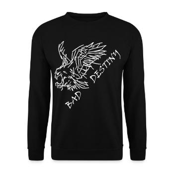 Bad Destiny in weiß - Unisex Pullover - Schwarz - Vorne - Alina (178cm) & Michal (187cm)