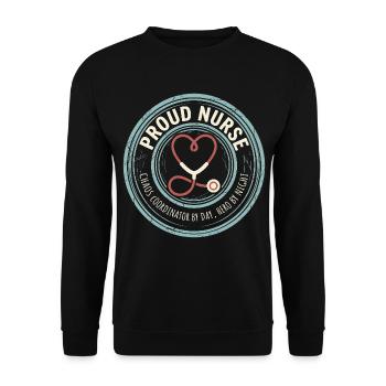 Motif de l’infirmière fière - Coordinateur du chaos - Sweat-shirt Unisexe - noir - Devant - Alina (178cm) & Michal (187cm)