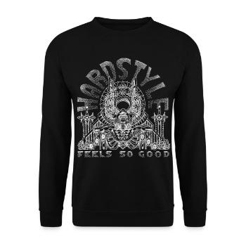 HARDSTYLE feels so good - white - Unisex Sweatshirt - black - Front - Alina (178cm) & Michal (187cm)