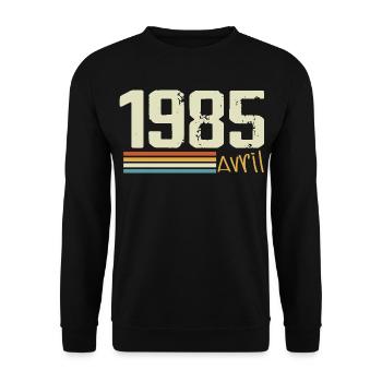 Né en avril 1985 - Sweat-shirt Unisexe - noir - Devant - Alina (178cm) & Michal (187cm)