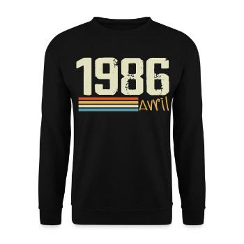 Né en avril 1986 - Sweat-shirt Unisexe - noir - Devant - Alina (178cm) & Michal (187cm)