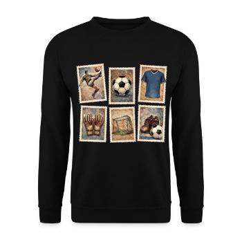 Vintage Football Stamps Collection - Unisex Sweatshirt - black - Front - Alina (178cm) & Michal (187cm)