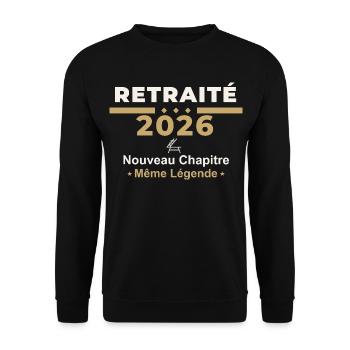 Retraité 2026 – Humour Retraite - Sweat-shirt Unisexe - noir - Devant - Alina (178cm) & Michal (187cm)