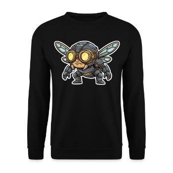Steampunk, Kampf, Fliegen, Rüstung, Stahl und Messing - Unisex Pullover - Schwarz - Vorne - Alina (178cm) & Michal (187cm)