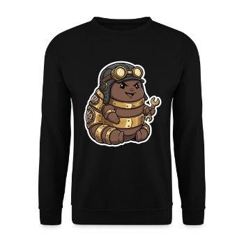 Steampunk-Ingenieur Ingenieur Messing-Crawler - Unisex Pullover - Schwarz - Vorne - Alina (178cm) & Michal (187cm)