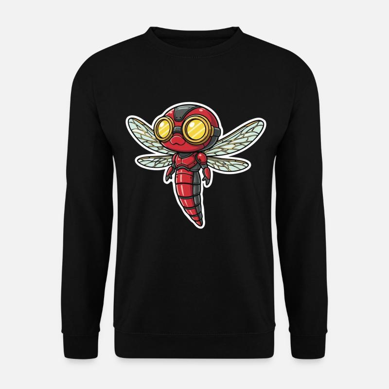 Dragonfly Steampunk Scout Rot und Gold - Unisex Pullover - Schwarz