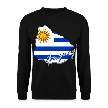 Map with the flag of Uruguay, I love Uruguay - Unisex Sweatshirt - black - Front - Alina (178cm) & Michal (187cm)