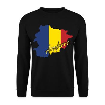Karte mit der Flagge von Andorra, ich liebe Andorra - Unisex Pullover - Schwarz - Vorne - Alina (178cm) & Michal (187cm)