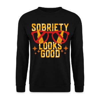 Antialcoholic Abstinent Sobriety Looks Good - Unisex Sweatshirt - black - Front - Alina (178cm) & Michal (187cm)