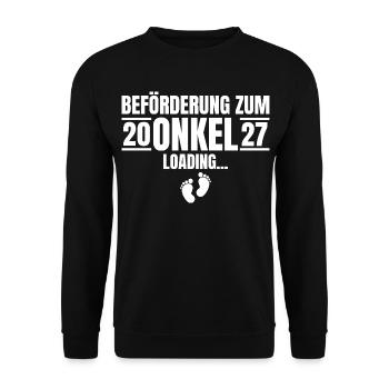 Beförderung zum Onkel 2027 Loading - Unisex Pullover - Schwarz - Vorne - Alina (178cm) & Michal (187cm)