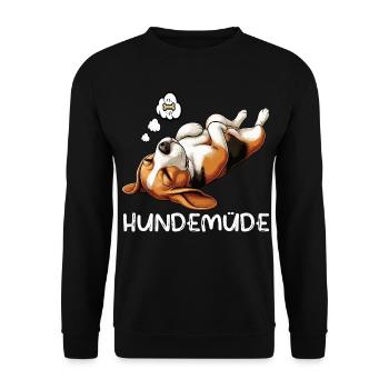 Hundemüde Beagle Beaglebesitzer Beaglehalter - Unisex Pullover - Schwarz - Vorne - Alina (178cm) & Michal (187cm)