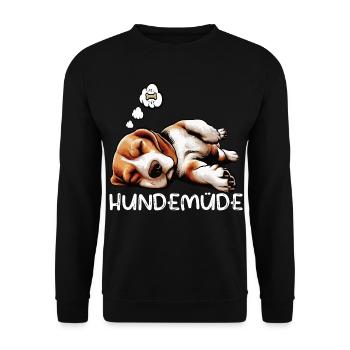 Hundemüde Beagle Beaglebesitzer Beaglehalter - Unisex Pullover - Schwarz - Vorne - Alina (178cm) & Michal (187cm)