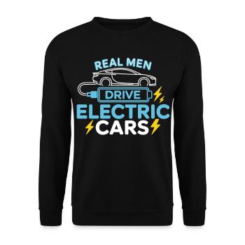 Elektroauto T-Shirt Männer Geschenk - Unisex Pullover - Schwarz - Vorne - Alina (178cm) & Michal (187cm)