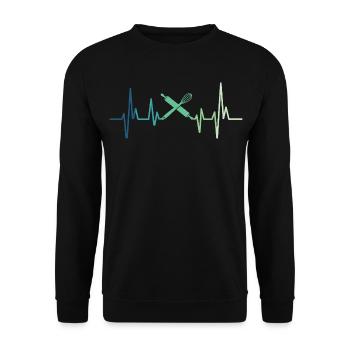 Bäckerei Herzschlag-Bäcker - Unisex Pullover - Schwarz - Vorne - Alina (178cm) & Michal (187cm)