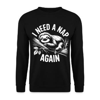 Faultier Schlafmodus am Ast - Unisex Pullover - Schwarz - Vorne - Alina (178cm) & Michal (187cm)