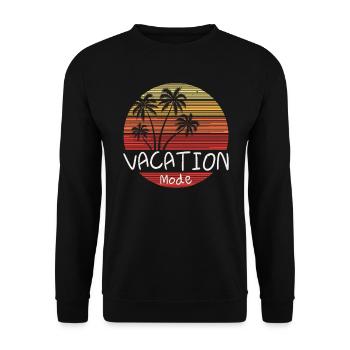 Vacation Mode Retro Palmen Sonnenuntergang Strand - Unisex Pullover - Schwarz - Vorne - Alina (178cm) & Michal (187cm)