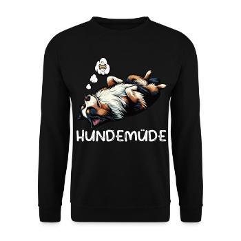 Hundemüde Australian Shepherd Aussie Aussiehalter - Unisex Pullover - Schwarz - Vorne - Alina (178cm) & Michal (187cm)