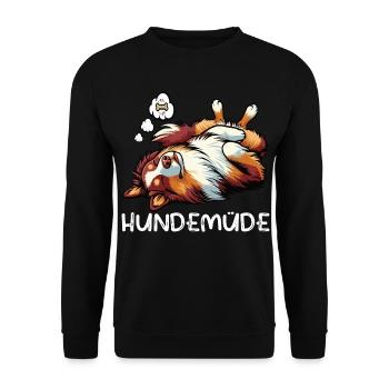 Hundemüde Australian Shepherd Aussie Aussiehalter - Unisex Pullover - Schwarz - Vorne - Alina (178cm) & Michal (187cm)