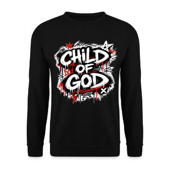 Child of God Graffiti Schriftzug - Unisex Pullover - Schwarz - Vorne - Alina (178cm) & Michal (187cm)