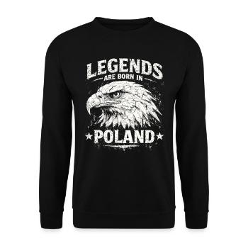 Polen Legende: Weißer Adler – Stolz & Tradition - Unisex Pullover - Schwarz - Vorne - Alina (178cm) & Michal (187cm)