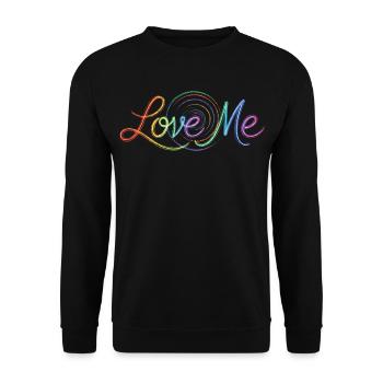 Love Me Say Colorful Text Drawing Art Print - Unisex Sweatshirt - black - Front - Alina (178cm) & Michal (187cm)