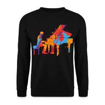 Piano bunt Pianist Jungen Herren Kinder Klavier - Unisex Pullover - Schwarz - Vorne - Alina (178cm) & Michal (187cm)