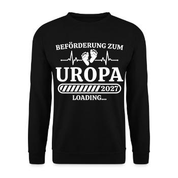 Uropa 2027 Loading – Geschenk Schwangerschaft - Unisex Pullover - Schwarz - Vorne - Alina (178cm) & Michal (187cm)