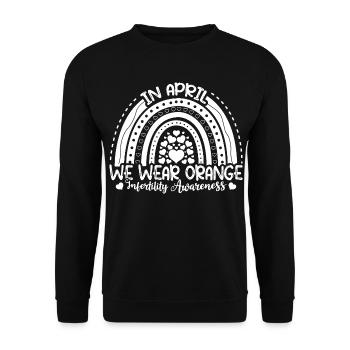 In April We Wear Orange Infertility Awareness - Unisex Sweatshirt - black - Front - Alina (178cm) & Michal (187cm)