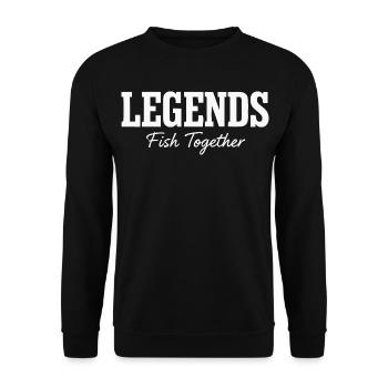Angeln Legenden Spruch - Unisex Pullover - Schwarz - Vorne - Alina (178cm) & Michal (187cm)
