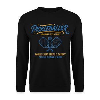 Pickleball Pickleballer Lustige Spielerliebe - Unisex Pullover - Schwarz - Vorne - Alina (178cm) & Michal (187cm)