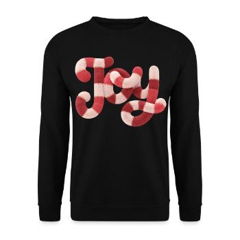 Weihnachts JOY Typografie Rot Weiß Motiv - Unisex Pullover - Schwarz - Vorne - Alina (178cm) & Michal (187cm)
