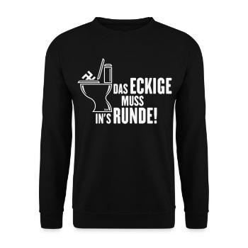 Das Eckige Muss In’s Runde! (Gegen Rechts / White) - Unisex Pullover - Schwarz - Vorne - Alina (178cm) & Michal (187cm)