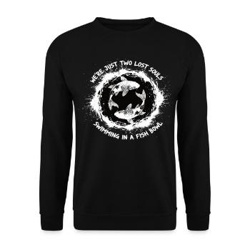 Koi Fische Yin Yang Angler Spruch Shirt - Unisex Pullover - Schwarz - Vorne - Alina (178cm) & Michal (187cm)