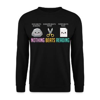 Nothing Beats Reading Book Rock Paper Scissor - Unisex Sweatshirt - black - Front - Alina (178cm) & Michal (187cm)