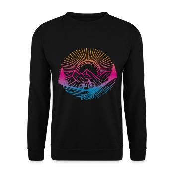 Fahhrrad Downhill Ride - Unisex Pullover - Schwarz - Vorne - Alina (178cm) & Michal (187cm)