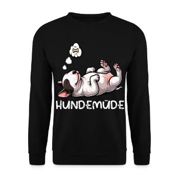 Hundemüde Miniatur Bullterrier Bully Bullterrier - Unisex Pullover - Schwarz - Vorne - Alina (178cm) & Michal (187cm)