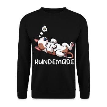 Hundemüde Miniatur Bullterrier Bully Bullterrier - Unisex Pullover - Schwarz - Vorne - Alina (178cm) & Michal (187cm)