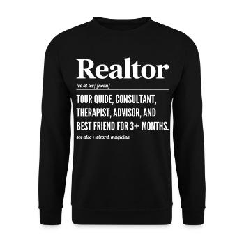 Definition Humor Real Estate Agent - Realtor - Unisex Sweatshirt - black - Front - Alina (178cm) & Michal (187cm)