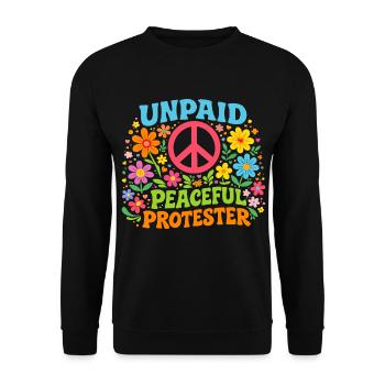 Unpaid Peaceful Protest Retro Flowers - Unisex Sweatshirt - black - Front - Alina (178cm) & Michal (187cm)