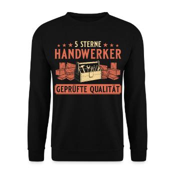 Handwerker 5 Sterne – Heimwerker Profi Qualität - Unisex Pullover - Schwarz - Vorne - Alina (178cm) & Michal (187cm)