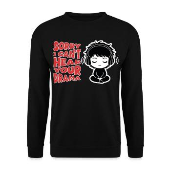 Anti-Drama-Kopfhörer-Manga nachvollziehbar - Unisex Pullover - Schwarz - Vorne - Alina (178cm) & Michal (187cm)