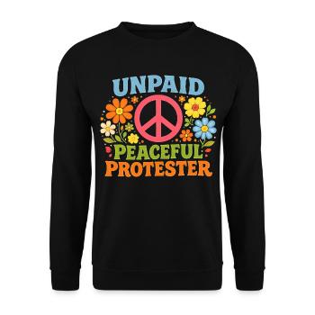 Unpaid Peaceful Protest Retro Flowers - Unisex Sweatshirt - black - Front - Alina (178cm) & Michal (187cm)