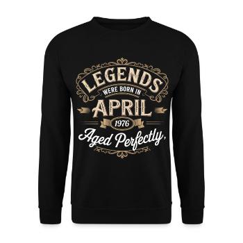 April 1976 Birthday Gift Awesome since April - Unisex Sweatshirt - black - Front - Alina (178cm) & Michal (187cm)