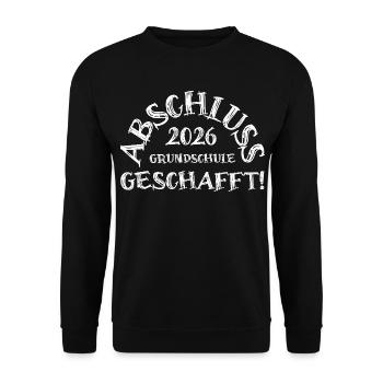 Abschluss 2026 Grundschule geschafft! - Unisex Pullover - Schwarz - Vorne - Alina (178cm) & Michal (187cm)