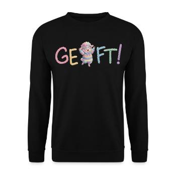Done! Sheep - Unisex Sweatshirt - black - Front - Alina (178cm) & Michal (187cm)
