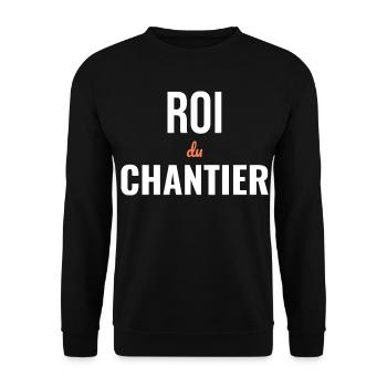 Roi du Chantier — Humour BTP - Sweat-shirt Unisexe - noir - Devant - Alina (178cm) & Michal (187cm)